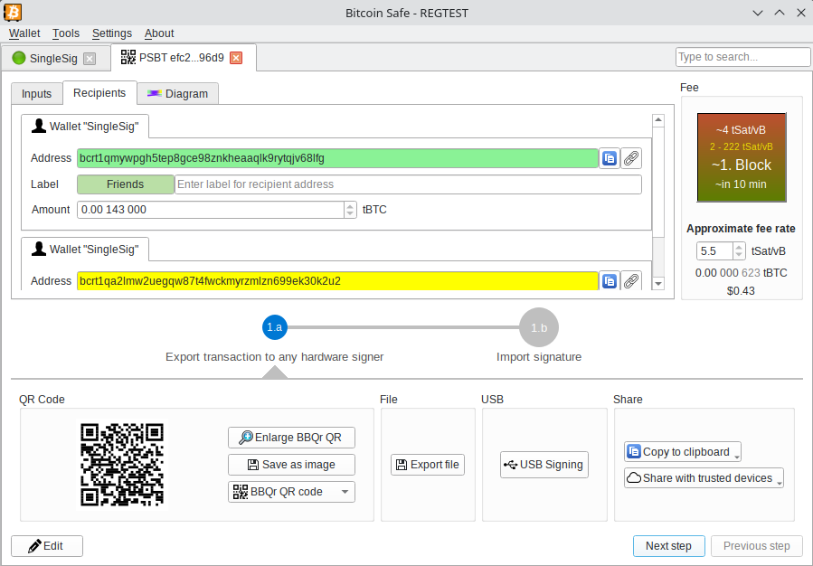 Screenshot Bitcoin Safe sign PSBT